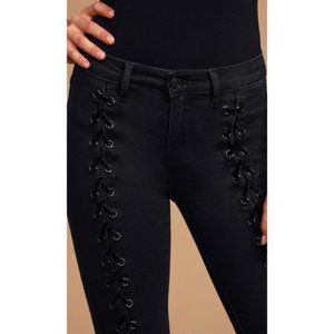 NEON BLONDE black mid rise skinny